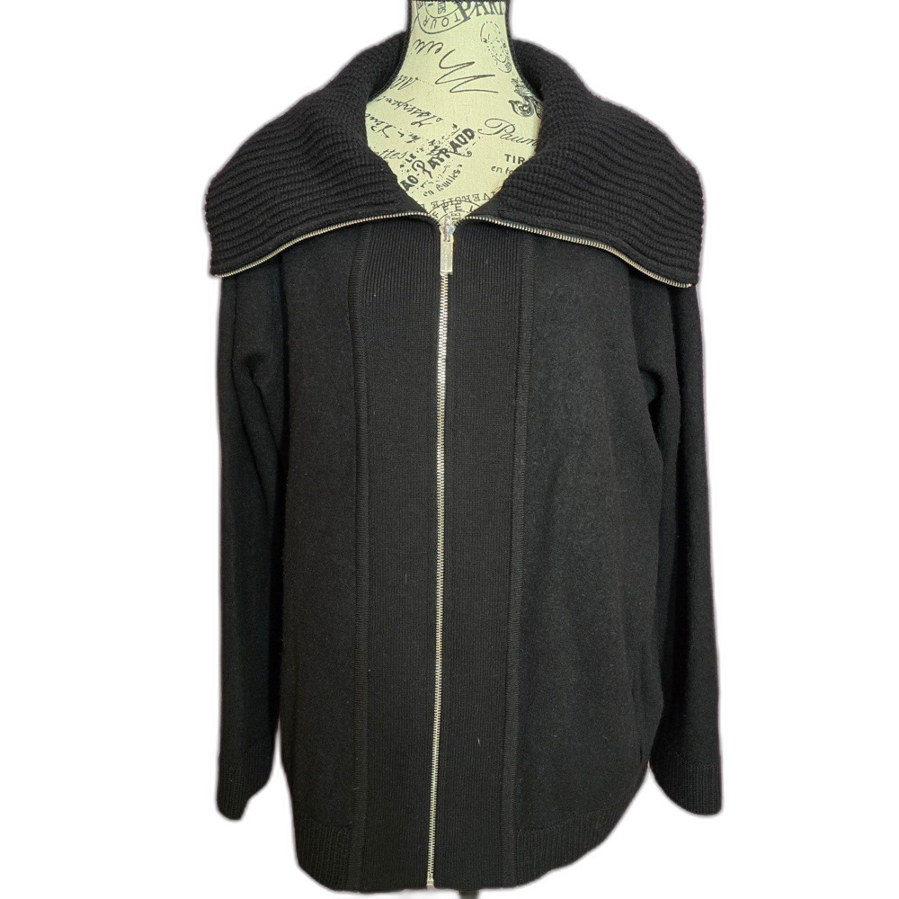 Jones New York 100% wool zip-up cardigan sweater